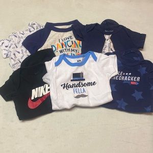 6 Pieces Baby Boy Short Sleeve Bodysuits Onesies Bundle  3-6 Month Clothing Lot